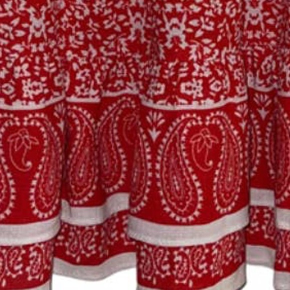 AVA CHRISTINE RED WHITE FLORAL PAISLEY SKIRT MEDIUM - Picture 4 of 4